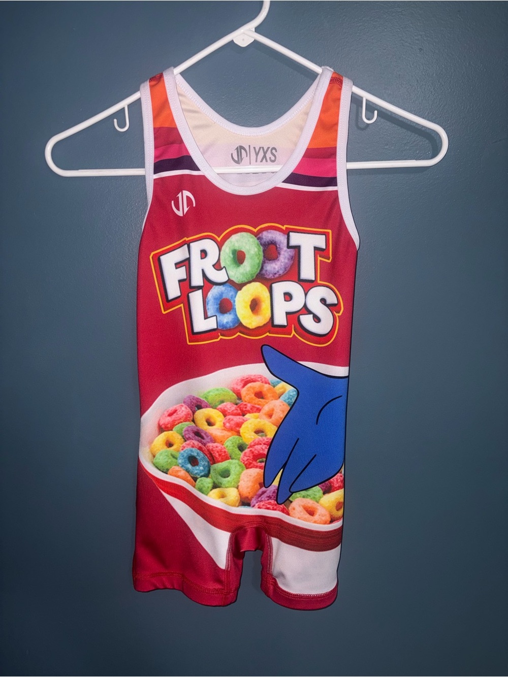 Podium Apparel Bowl of Cereal Froot Loops branded wrestling singlet
